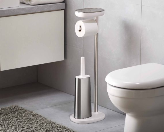 Joseph Joseph EasyStore Plus Stainless-steel Toilet Roll Holder with Toilet Brush - Image 3