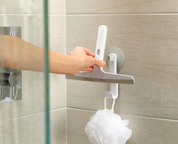 Joseph Joseph EasyStore Pack of 2 Light Gray Shower Squeegees with Storage Hook - Image 4