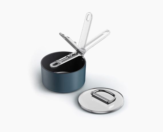 Joseph Joseph Space Folding Handle Ceramic Non-stick 1.4 Qt. Blue Saucepan & Lid