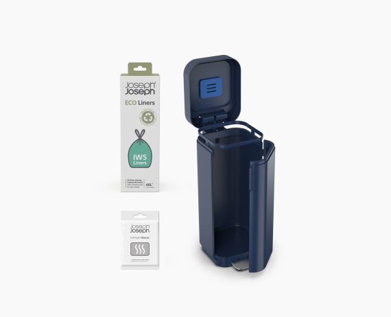 Joseph Joseph Porta 40L Easy-empty Blue Step Trash Can Starter Set