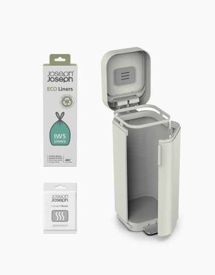 Joseph Joseph Porta 40L Easy-empty Gray Step Trash Can Starter Set