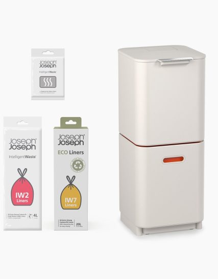 Joseph Joseph Totem Compact 40L Stone Waste & Recycling Trash Can Starter Set