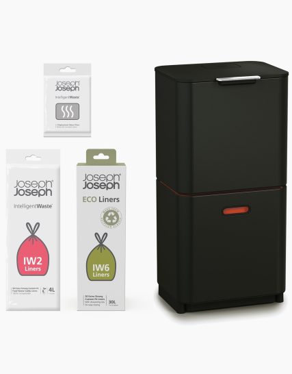 Joseph Joseph Totem Max 60L Black Waste & Recycling Trash Can Starter Set