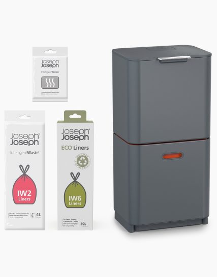 Joseph Joseph Totem Max 60L Gray Waste & Recycling Trash Can Starter Set