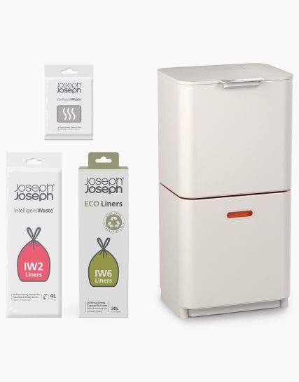 Joseph Joseph Totem Max 60L Stone Waste & Recycling Trash Can Starter Set