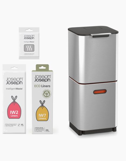 Joseph Joseph Totem Compact 40L Stainless-steel Waste & Recycling Trash Can Starter Set